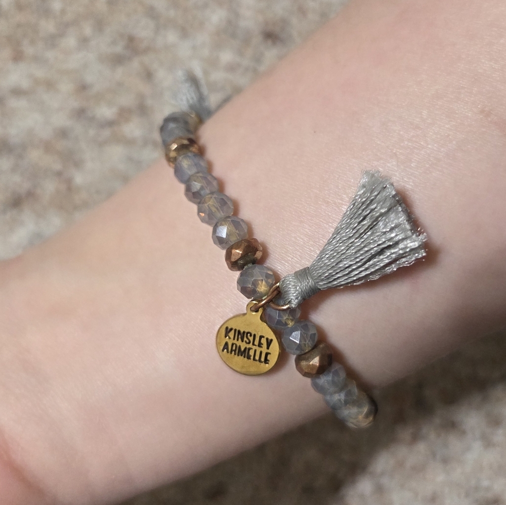 Kinsley Armelle Gray and Gold Beaded Bracelet - Picture 6 of 6